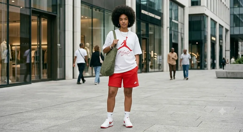 Air Jordan Oversized Tee – White and Red