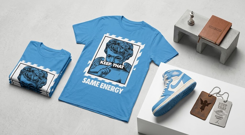 Jordan Shirts Blue – Keep That Same Energy Cherub Graphic
