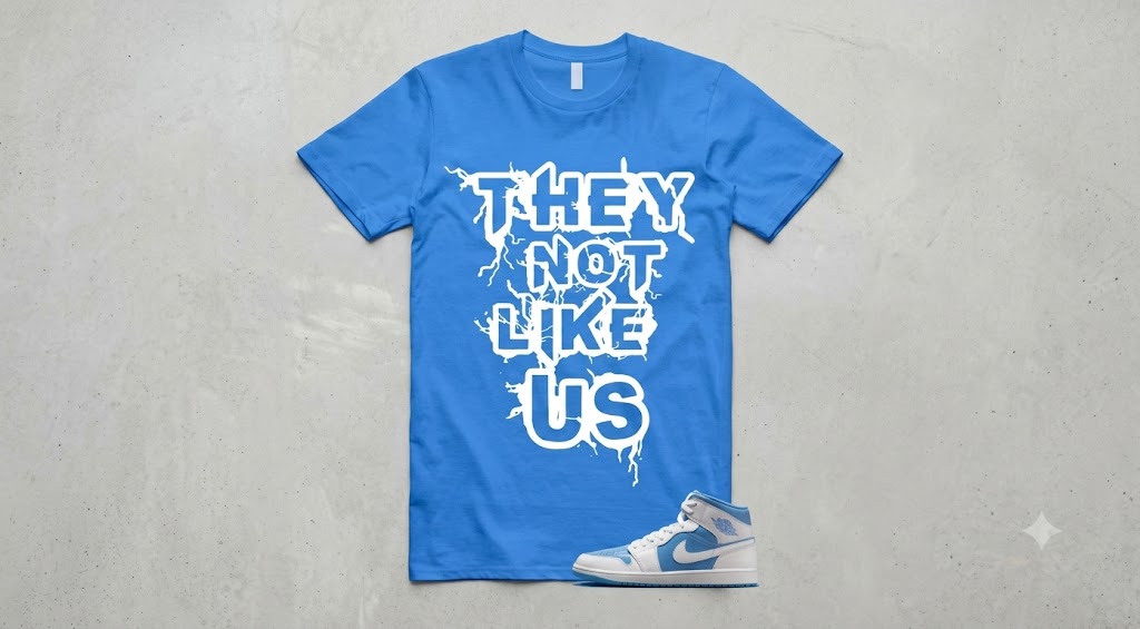 Jordan Shirts Blue – They Not Like Us Drip Graphic