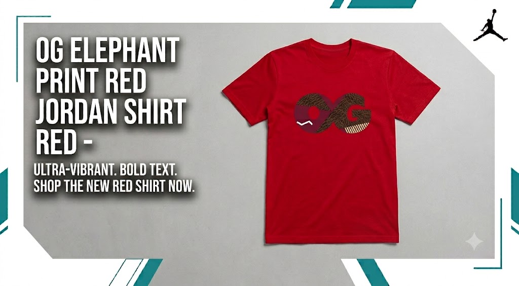 OG Elephant Print Burgundy Jordan Shirts Red