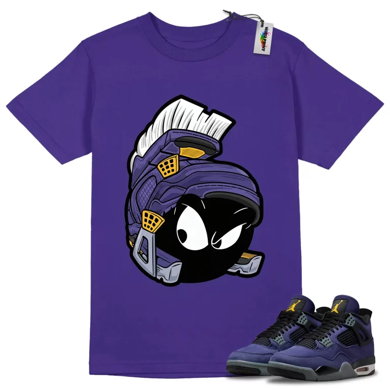Sneaker Helmet Tee to Match Jordan 4 Lakers