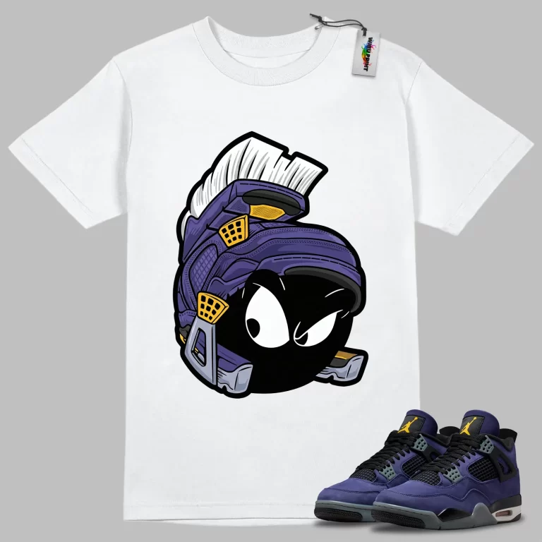 Sneaker Helmet Tee to Match Jordan 4 Lakers