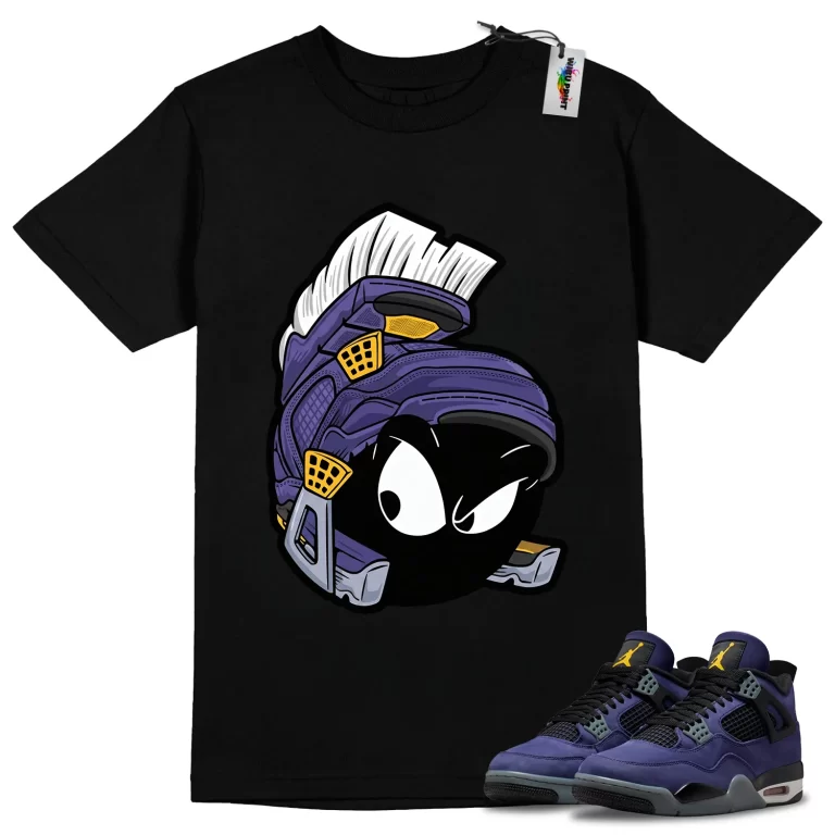 Sneaker Helmet Tee to Match Jordan 4 Lakers